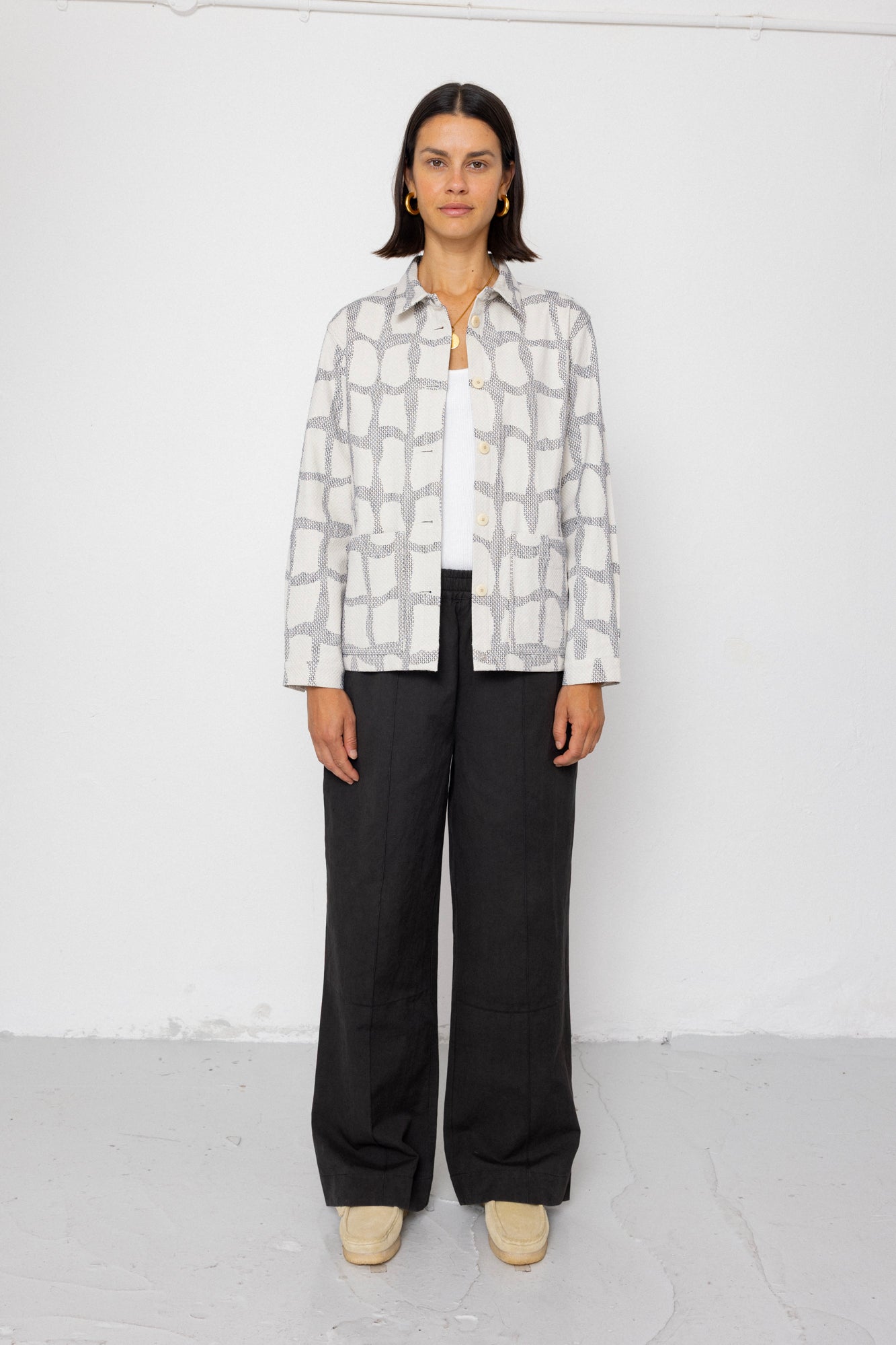 Assembly Jacket - Irregular Block Jacquard Ecru