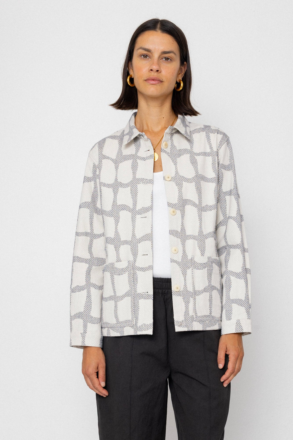 Assembly Jacket - Irregular Block Jacquard Ecru