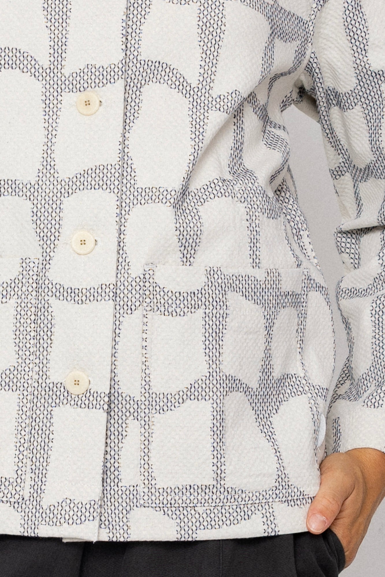 Assembly Jacket - Irregular Block Jacquard Ecru