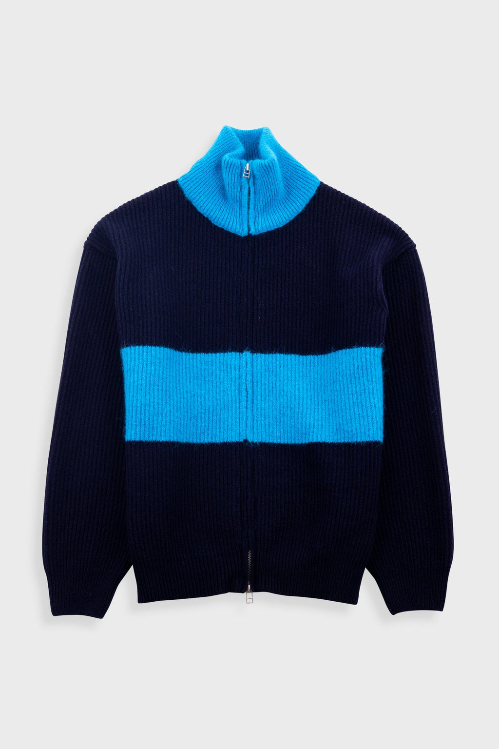 Zip Through Jumper - Navy Cobalt