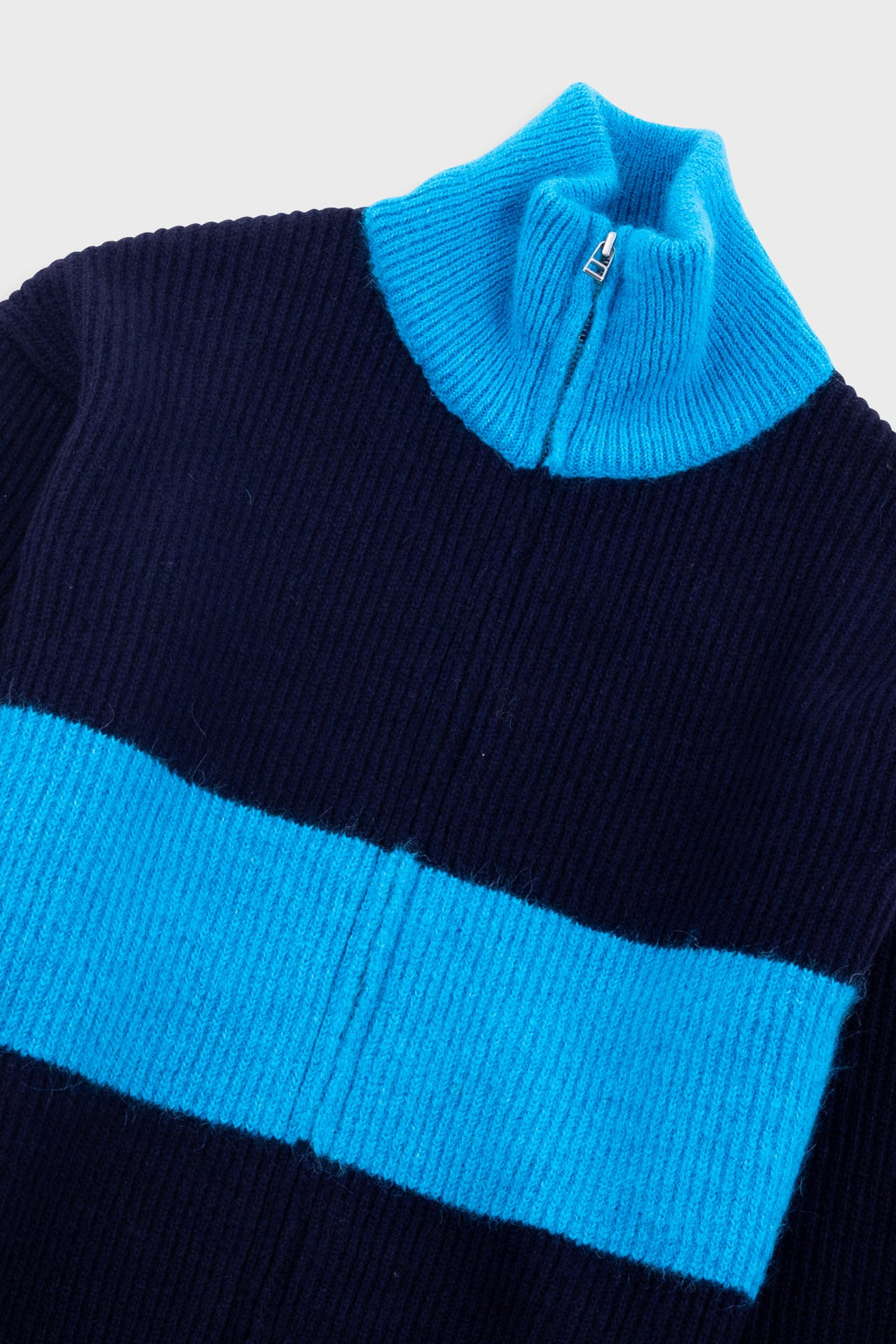 Zip Through Jumper - Navy Cobalt