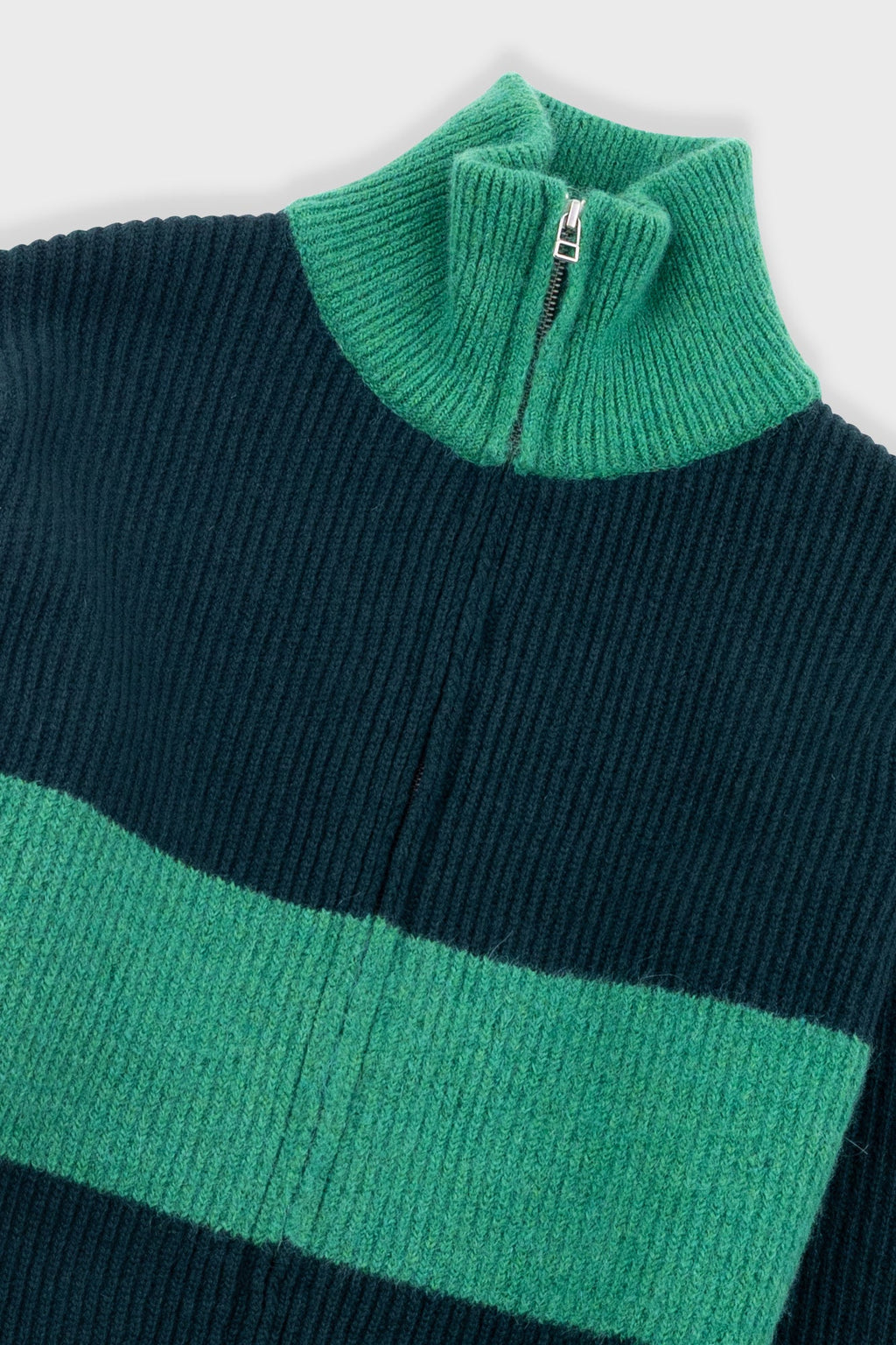 Zip Through Jumper - Dark Green Bright Green