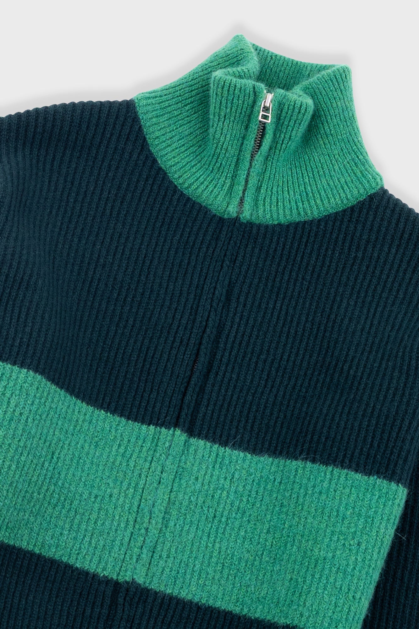 Zip Through Jumper - Dark Green Bright Green