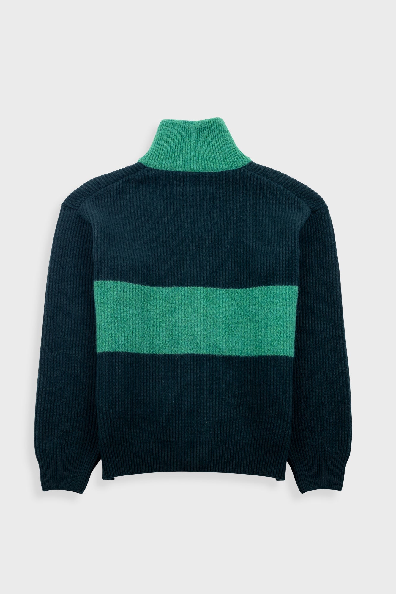 Zip Through Jumper - Dark Green Bright Green
