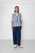 Baggy Trouser - Irregular Block Jacquard Navy