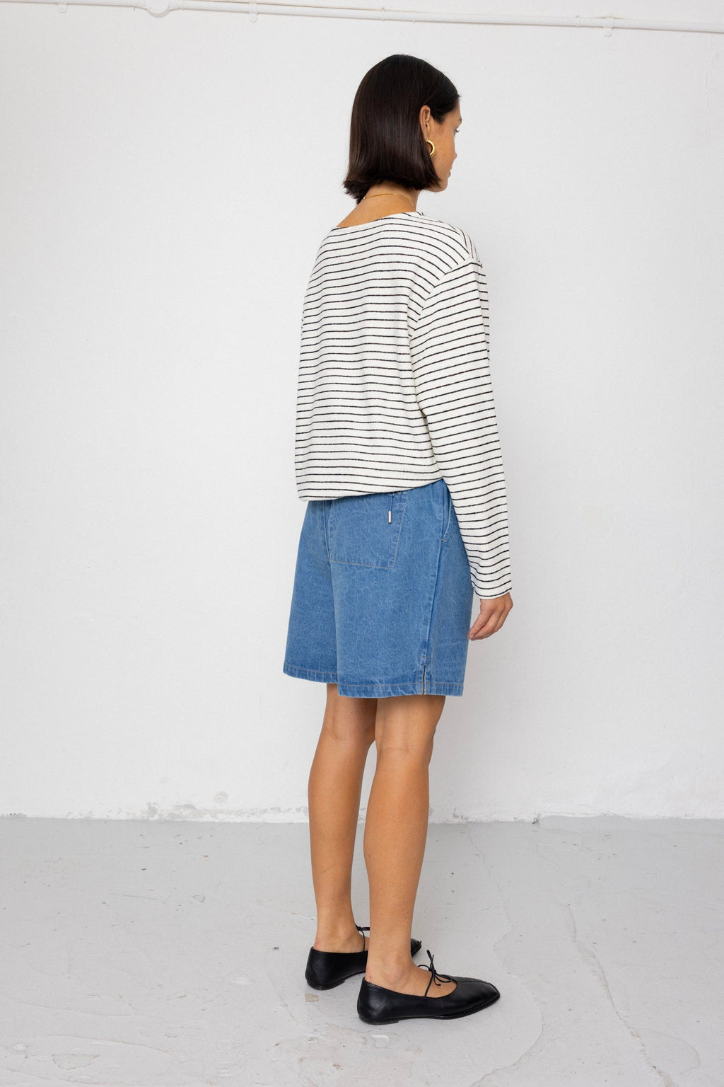 Boat Neck T-Shirt - Ecru / Black