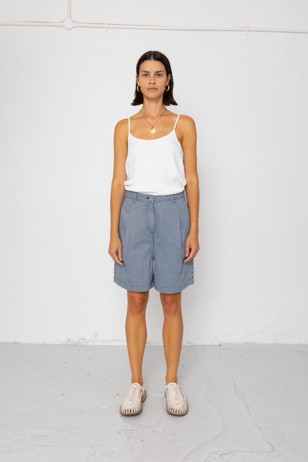 Boyfriend Shorts - Indigo Ticking Stripe