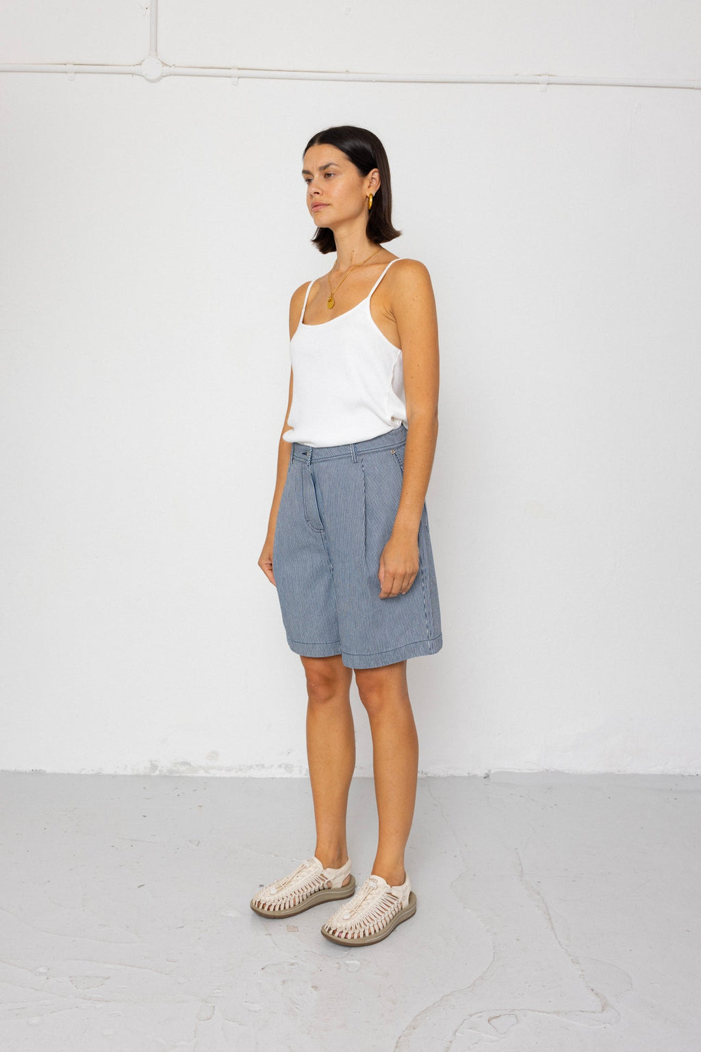 Boyfriend Shorts - Indigo Ticking Stripe