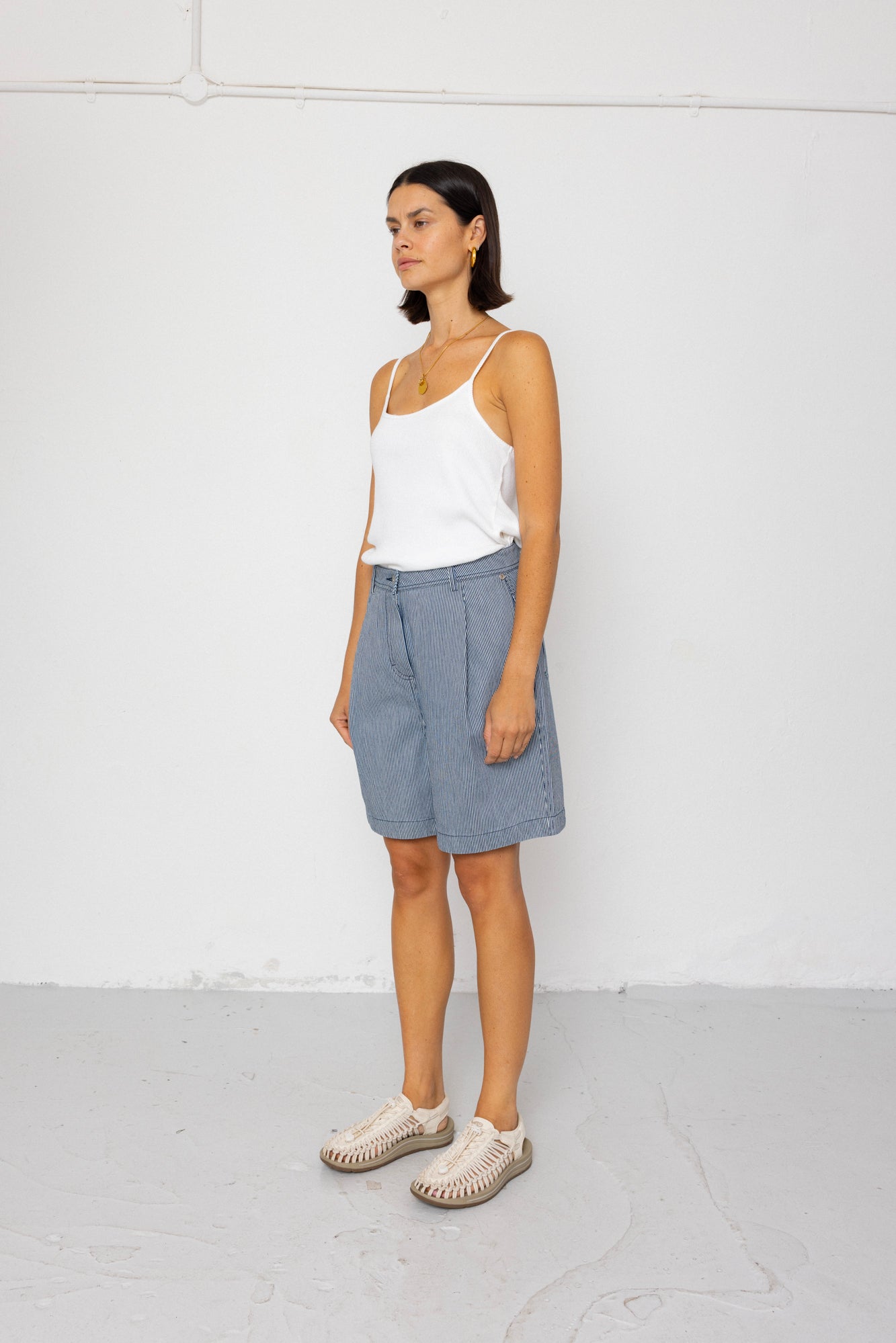 Boyfriend Shorts - Indigo Ticking Stripe