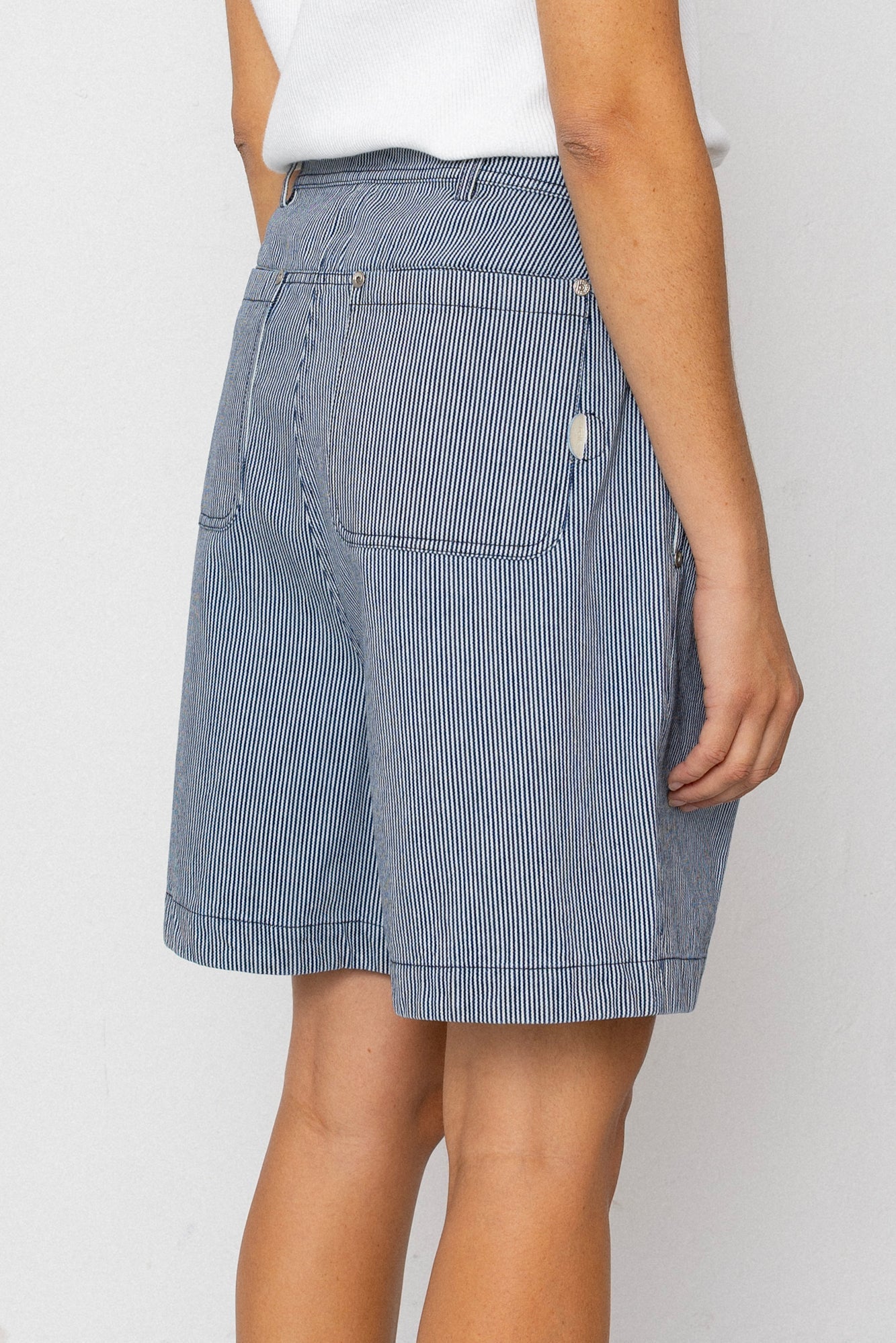 Boyfriend Shorts - Indigo Ticking Stripe