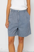 Boyfriend Shorts - Indigo Ticking Stripe