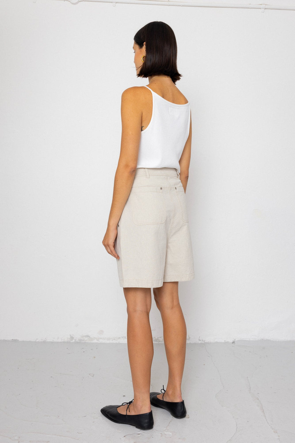 Boyfriend Shorts - Natural Linen Cotton Canvas