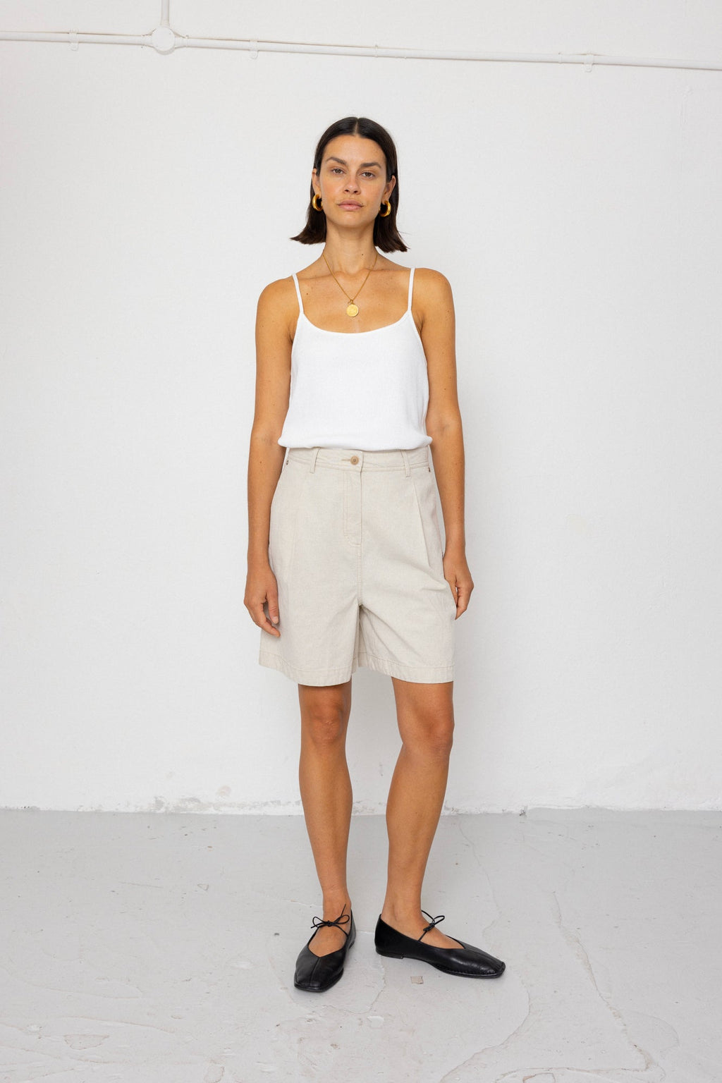 Boyfriend Shorts - Natural Linen Cotton Canvas