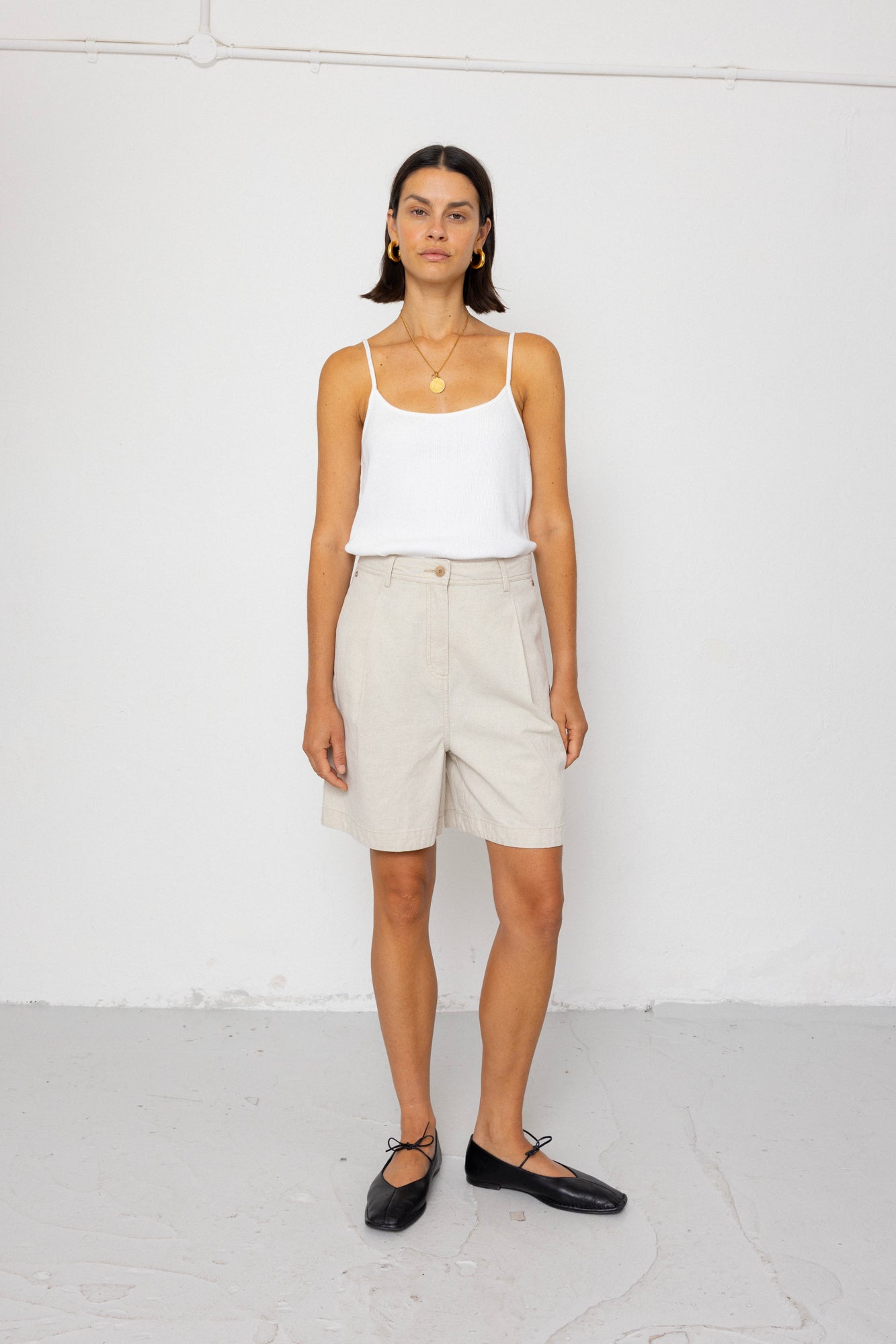 Boyfriend Shorts - Natural Linen Cotton Canvas