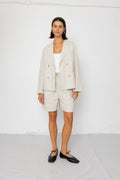 Boyfriend Shorts - Natural Linen Cotton Canvas