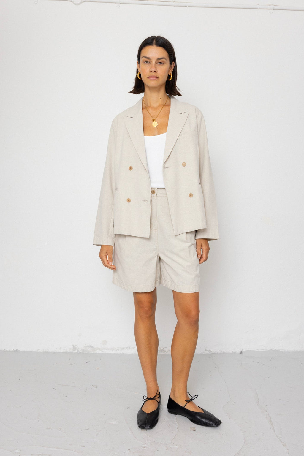 Boyfriend Shorts - Natural Linen Cotton Canvas