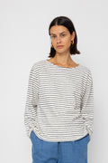 Boat Neck T-Shirt - Ecru / Black