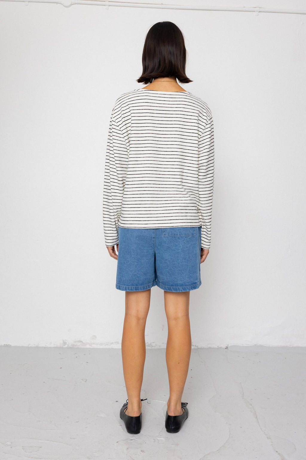 Boat Neck T-Shirt - Ecru / Black