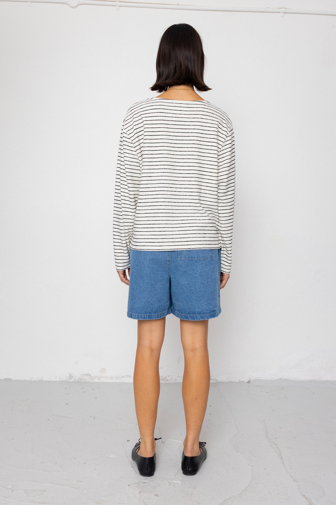 Boat Neck T-Shirt - Ecru / Black
