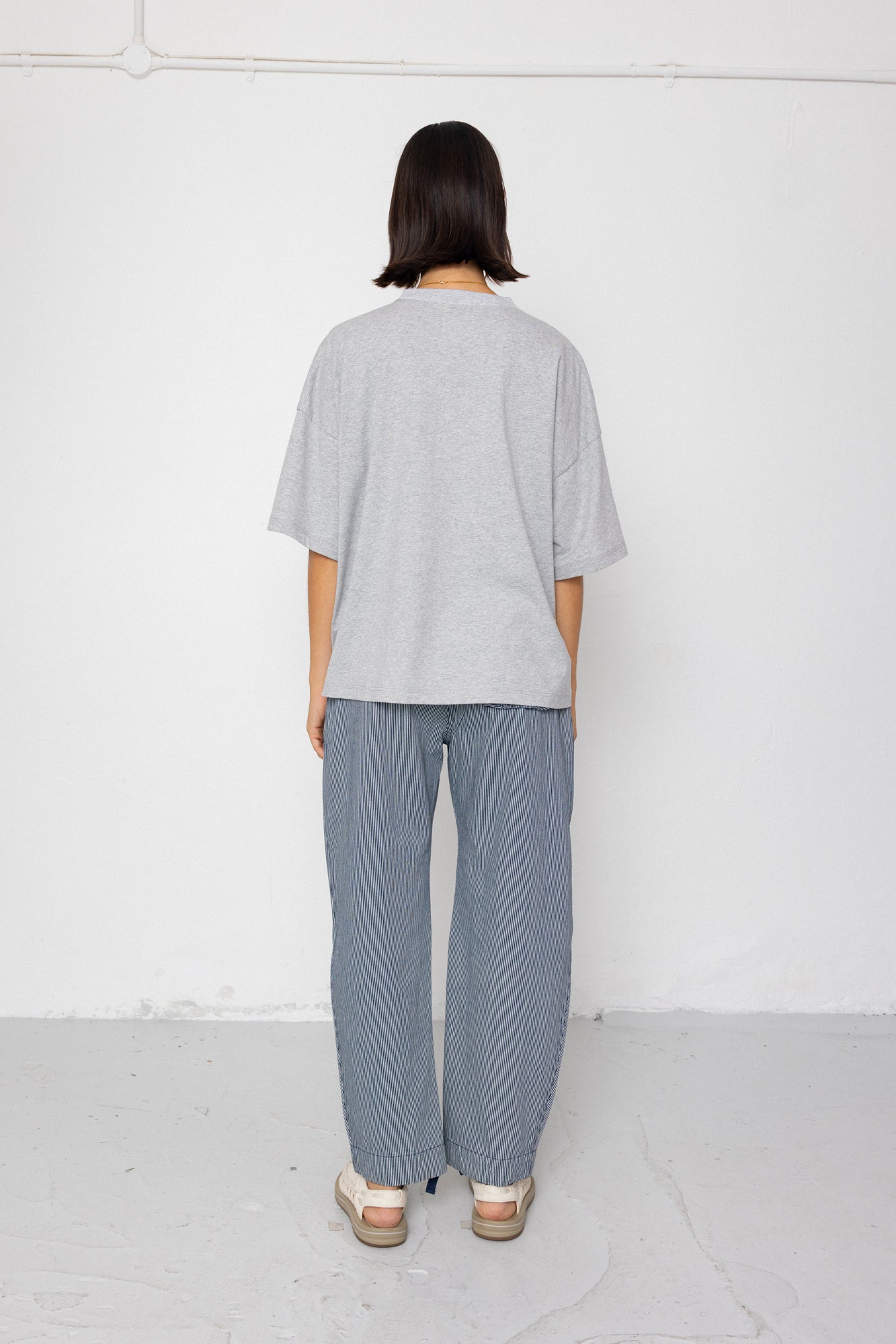Boyfriend T-Shirt - Embroidered Grey Melange