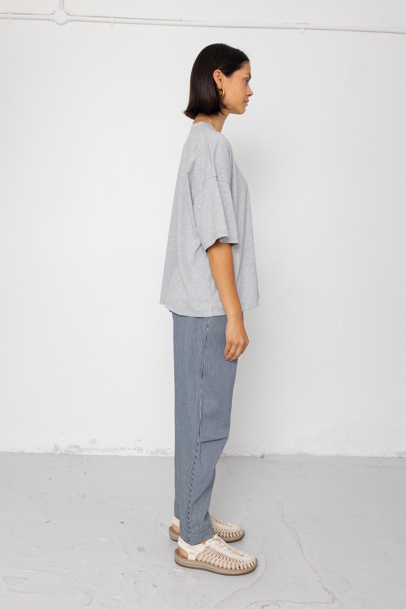Boyfriend T-Shirt - Embroidered Grey Melange