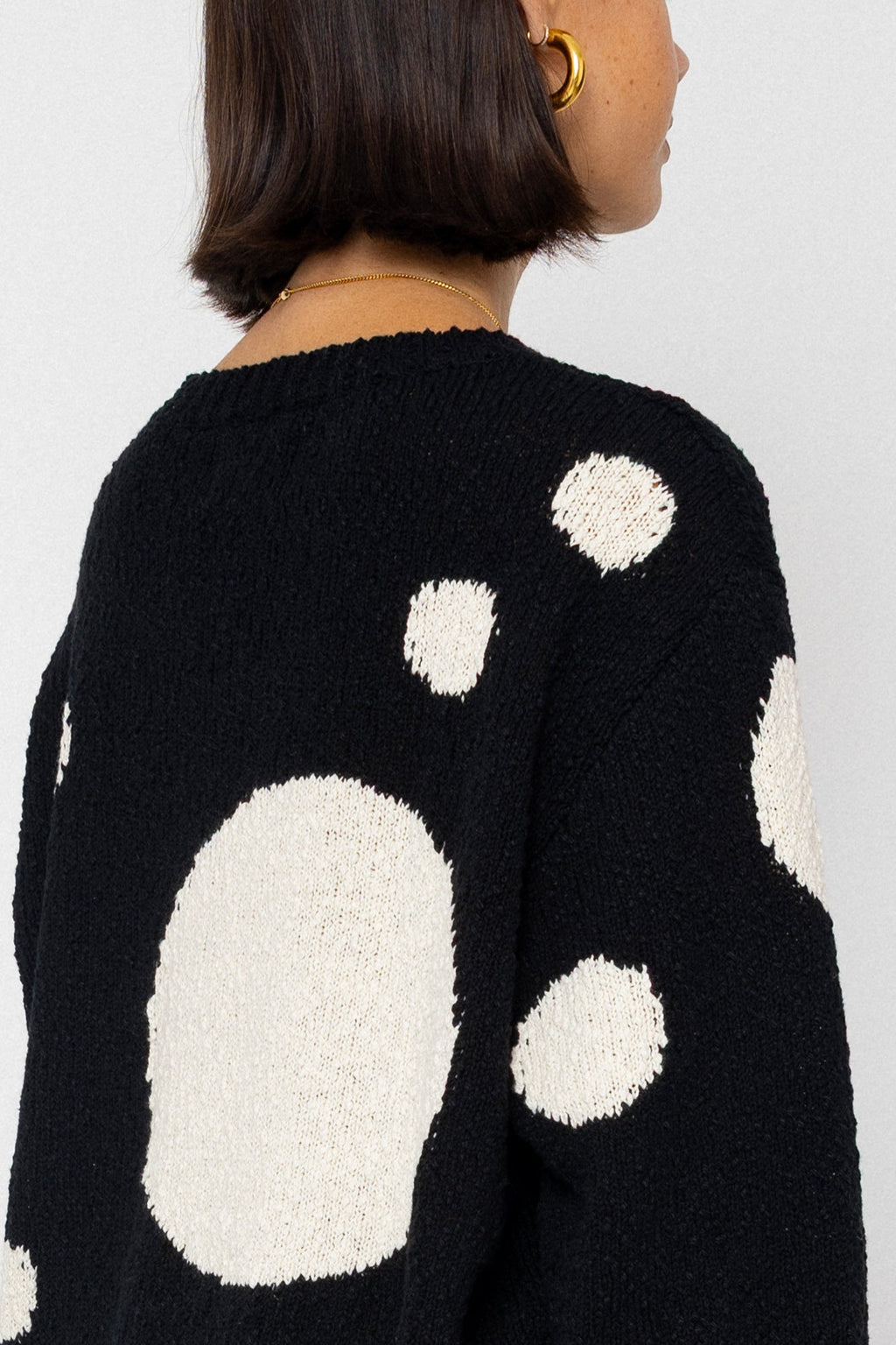 Chain Crew Jumper - Black / White Dot