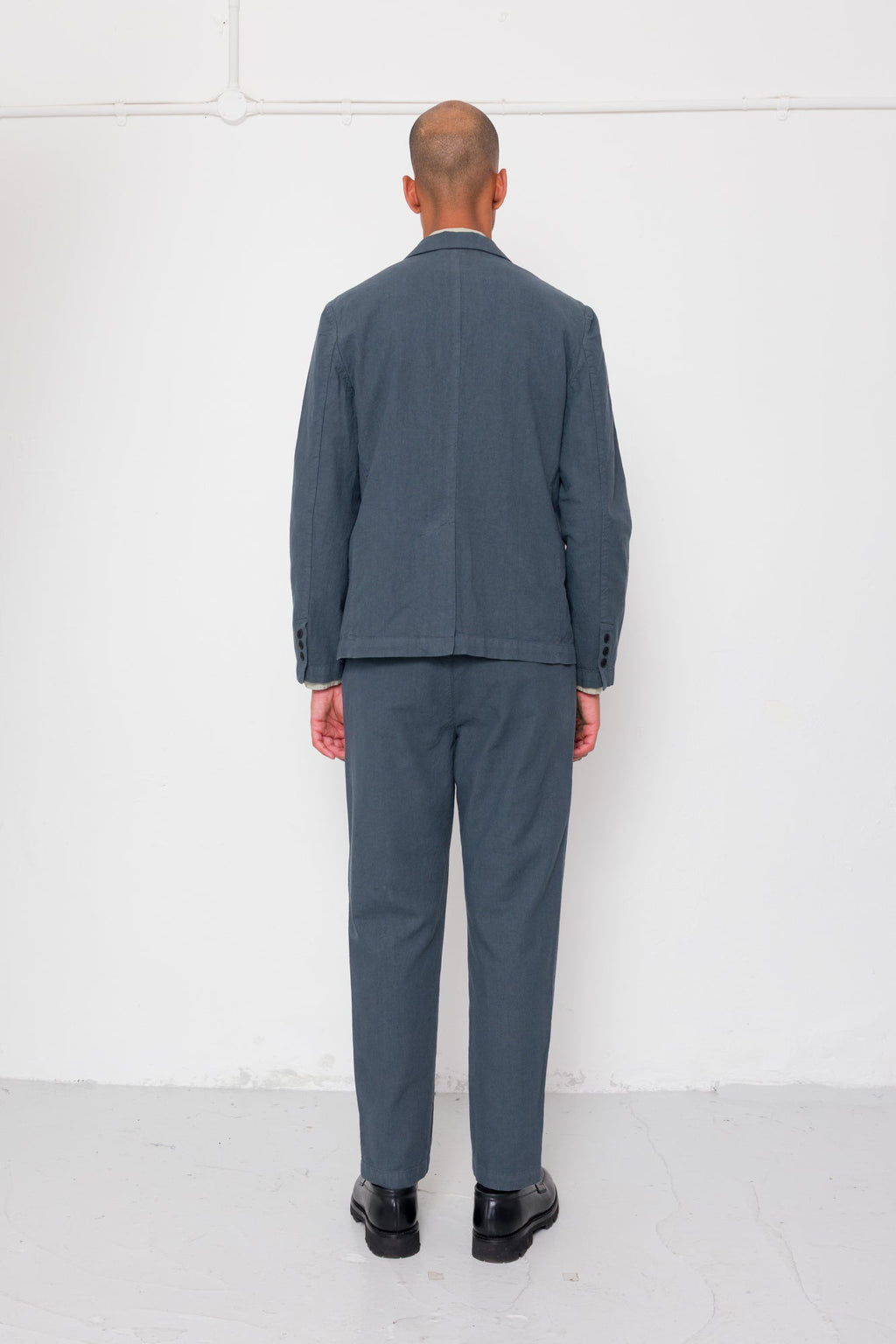 Fixed Waistband Cotton Linen Trouser - Charcoal