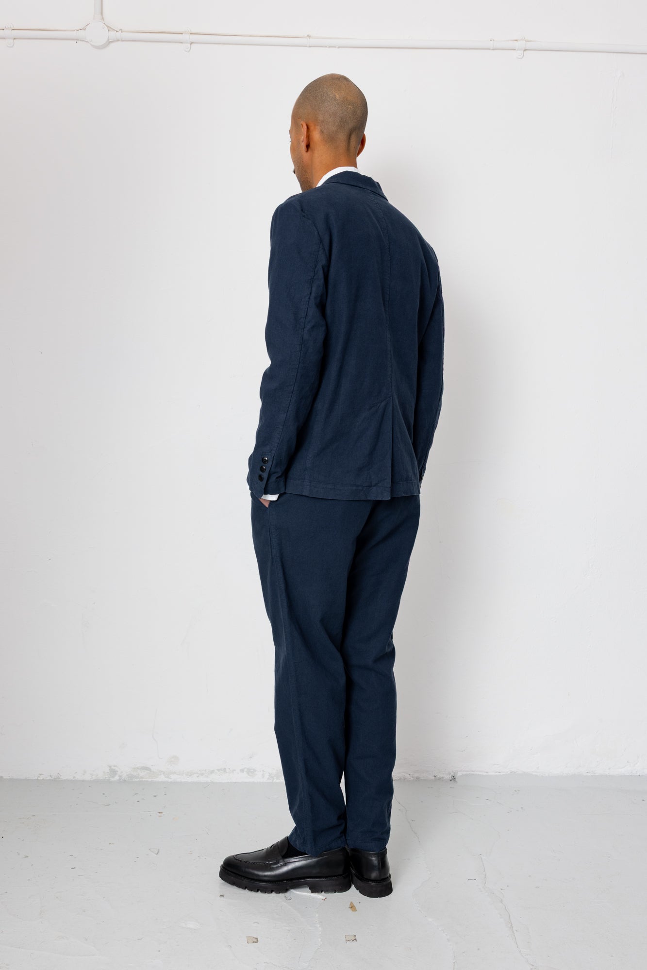 Cotton Linen Blazer - Dark Navy