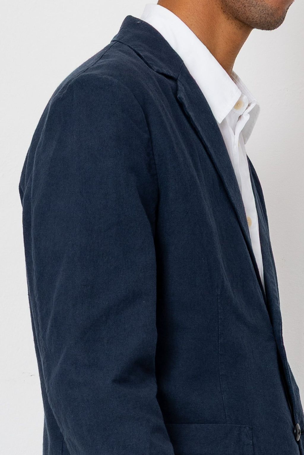 Cotton Linen Blazer - Dark Navy