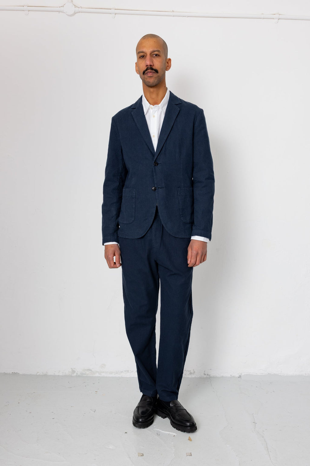 Cotton Linen Trouser - Dark Navy
