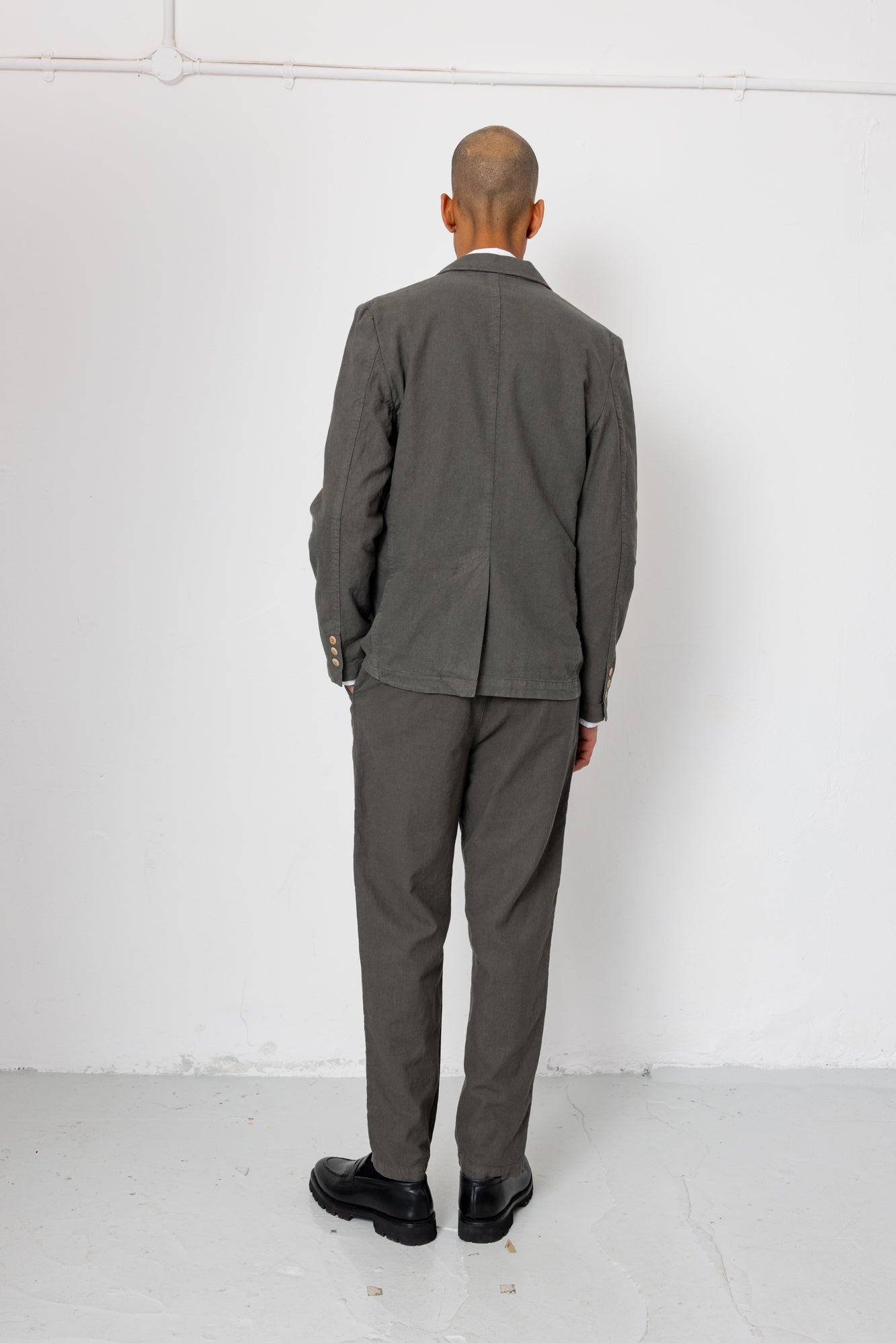 Cotton Linen Blazer - Dark Sage