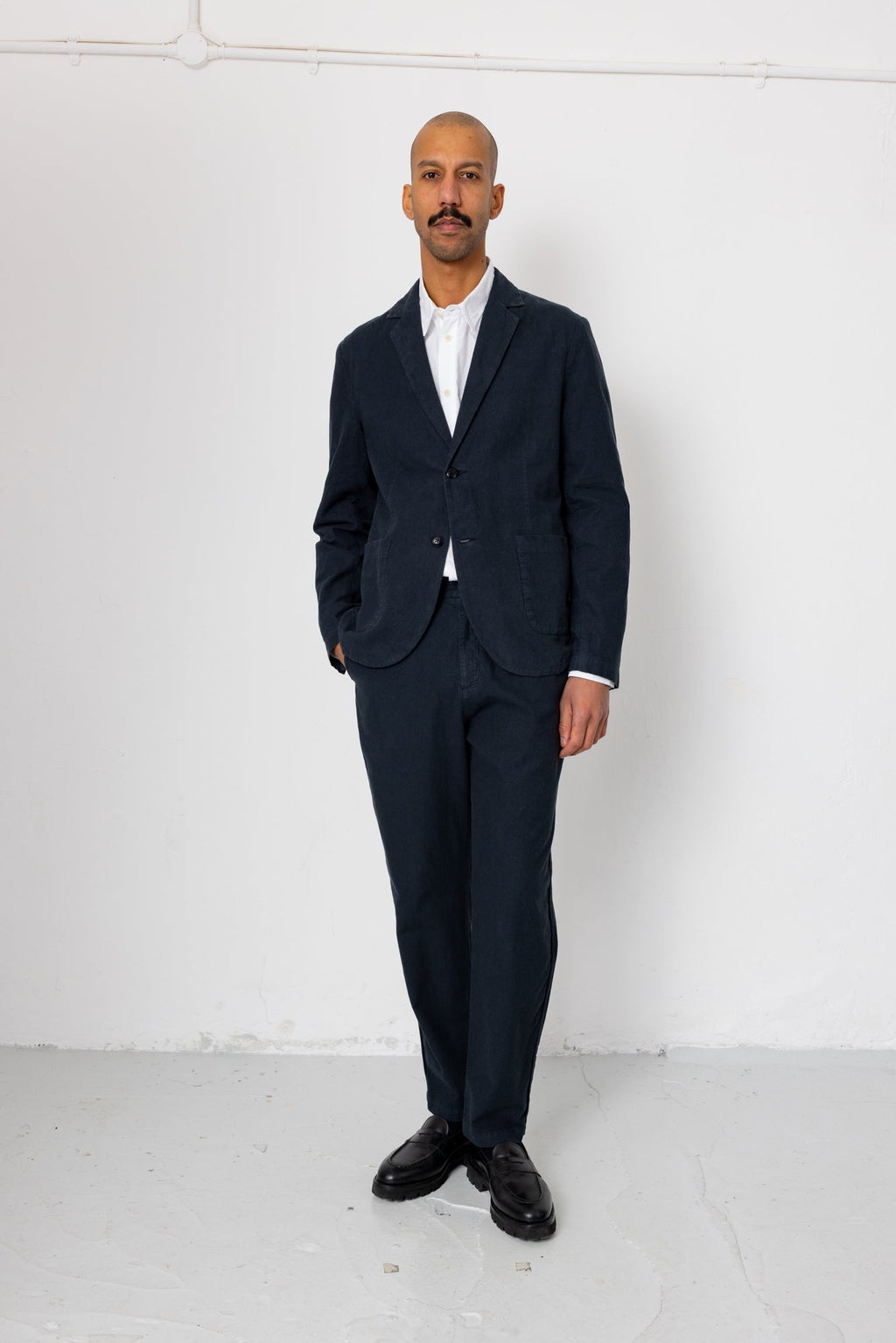 Cotton Linen Blazer - Soft Black