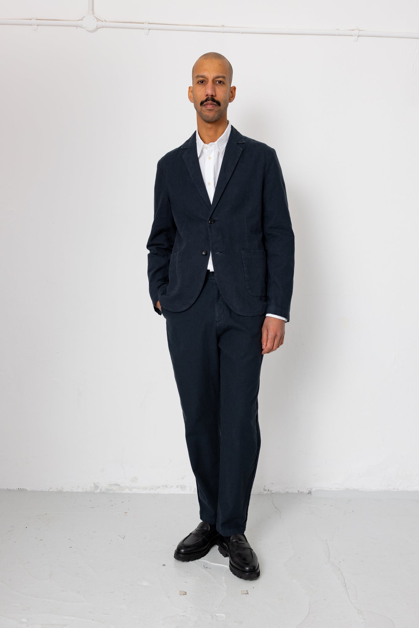 Cotton Linen Blazer - Soft Black