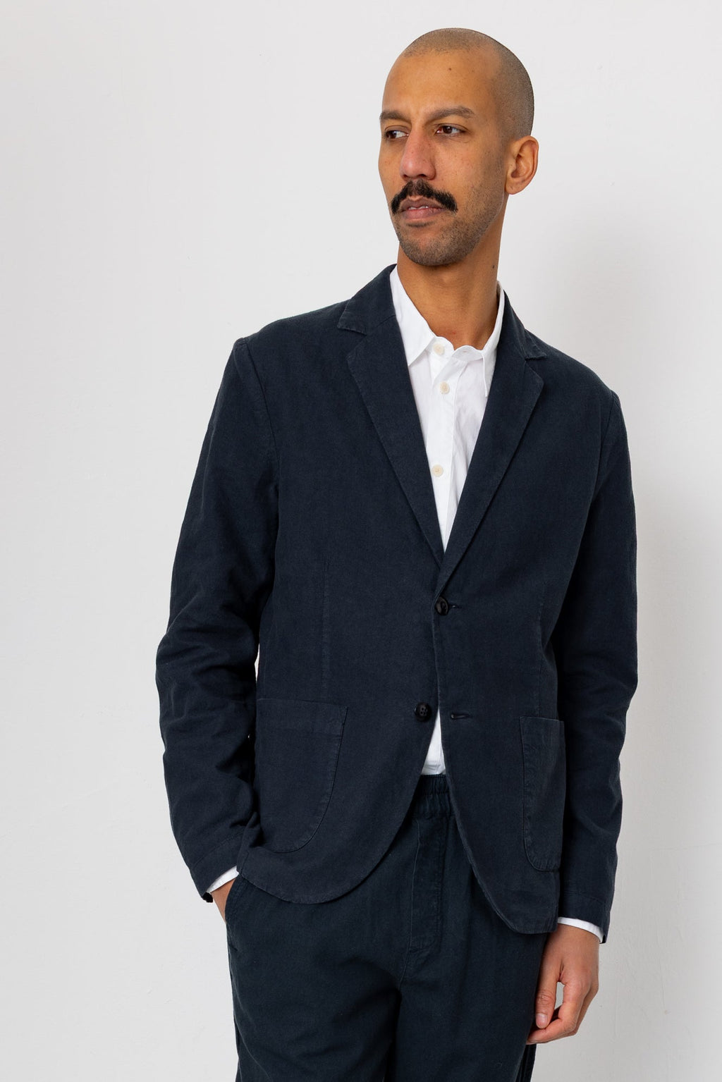 Cotton Linen Blazer - Soft Black