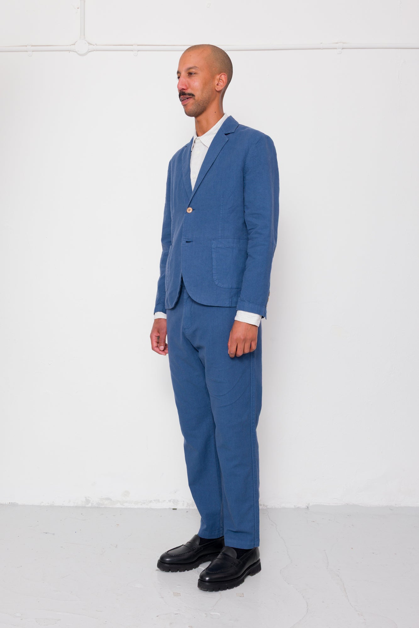 Cotton Linen Trouser - Woad