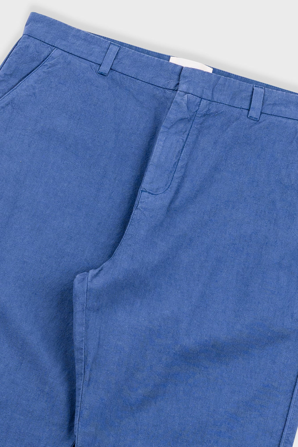 Fixed Waistband Cotton Linen Trouser - Woad
