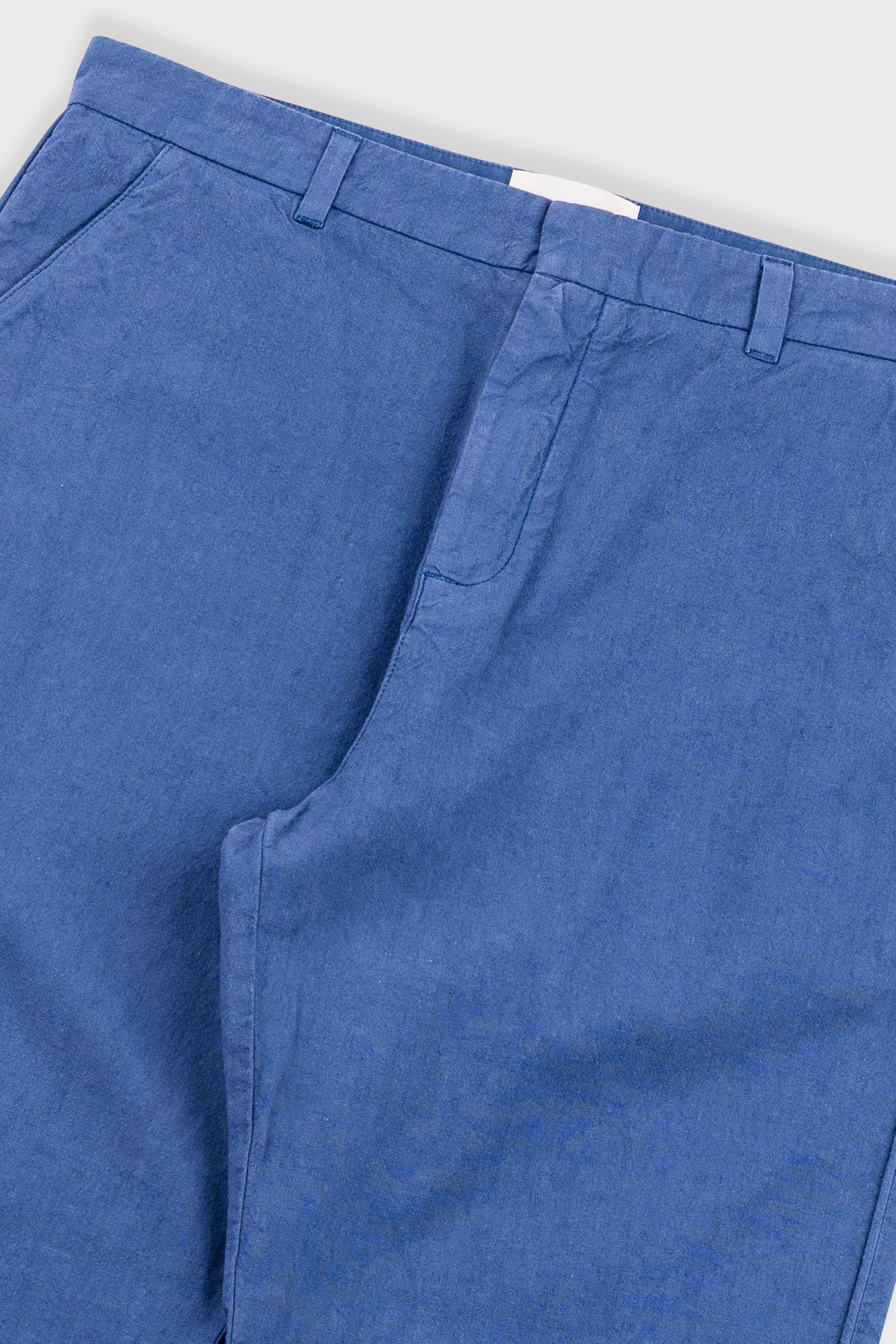 Fixed Waistband Cotton Linen Trouser - Woad
