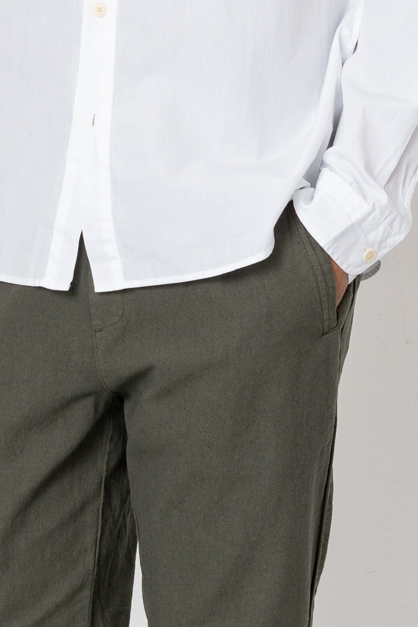 Cotton Linen Trouser - Dark Sage