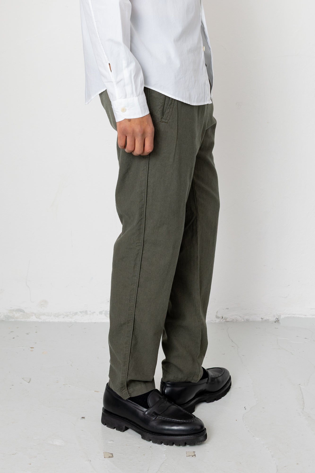Cotton Linen Trouser - Dark Sage