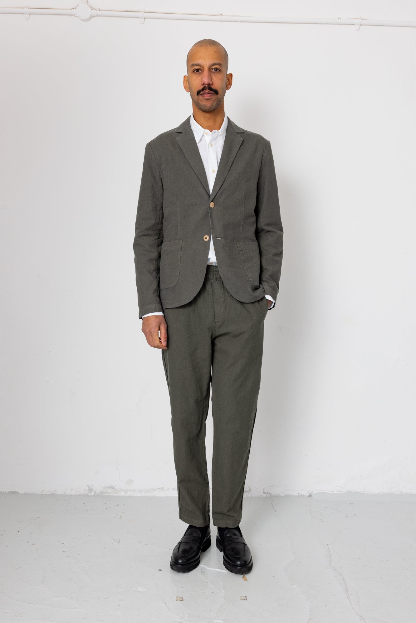 Cotton Linen Trouser - Dark Sage