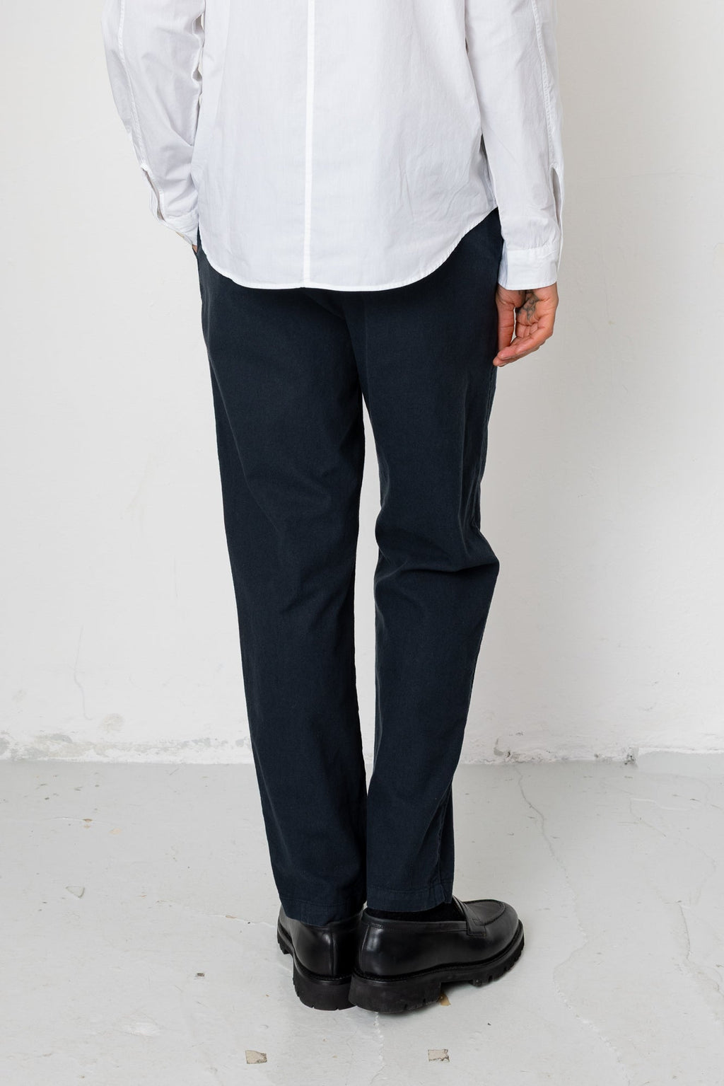 Fixed Waistband Cotton Linen Trouser - Soft Black