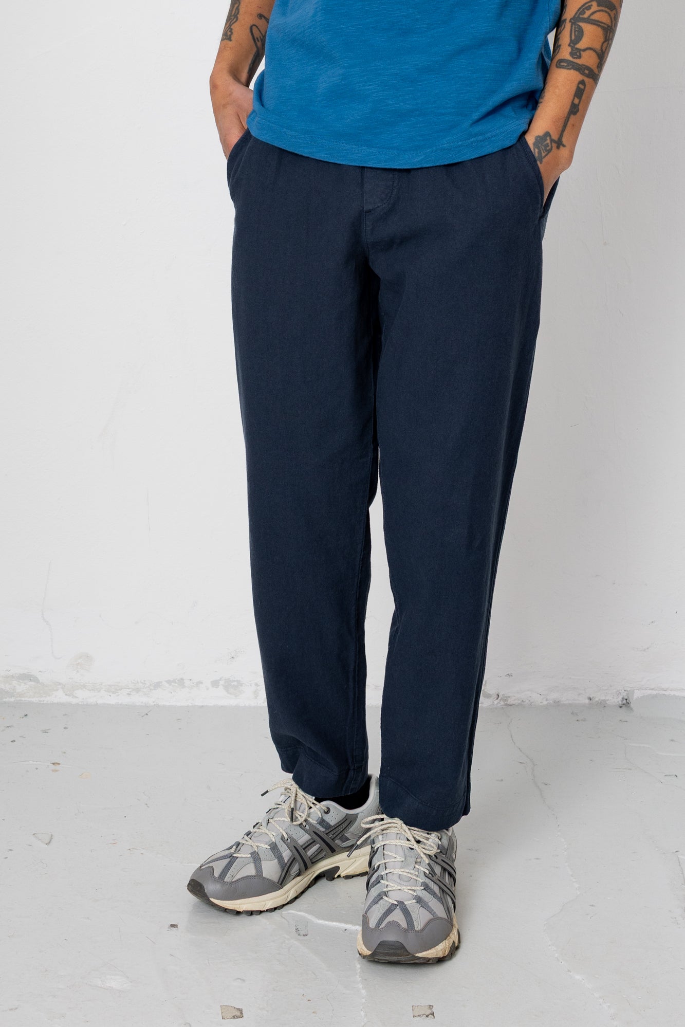 Drawcord Assembly Pant - Dark Navy Cotton Linen