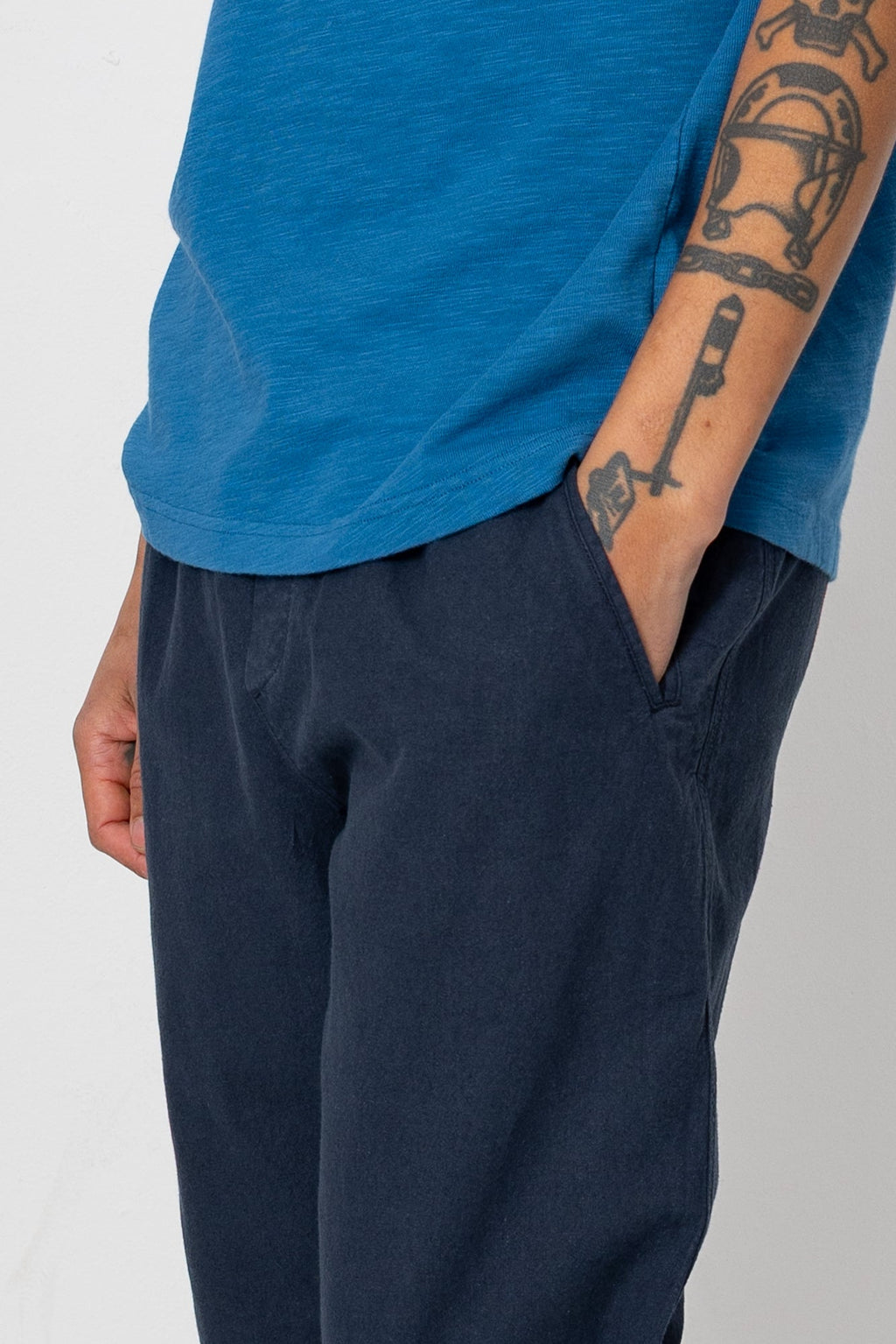 Drawcord Assembly Pant - Dark Navy Cotton Linen