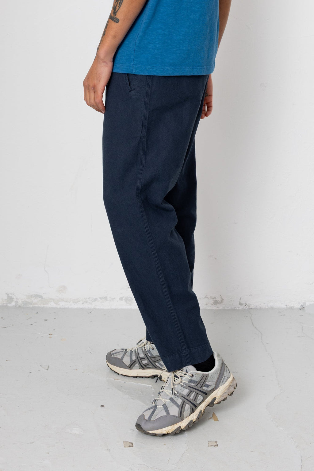 Drawcord Assembly Pant - Dark Navy Cotton Linen