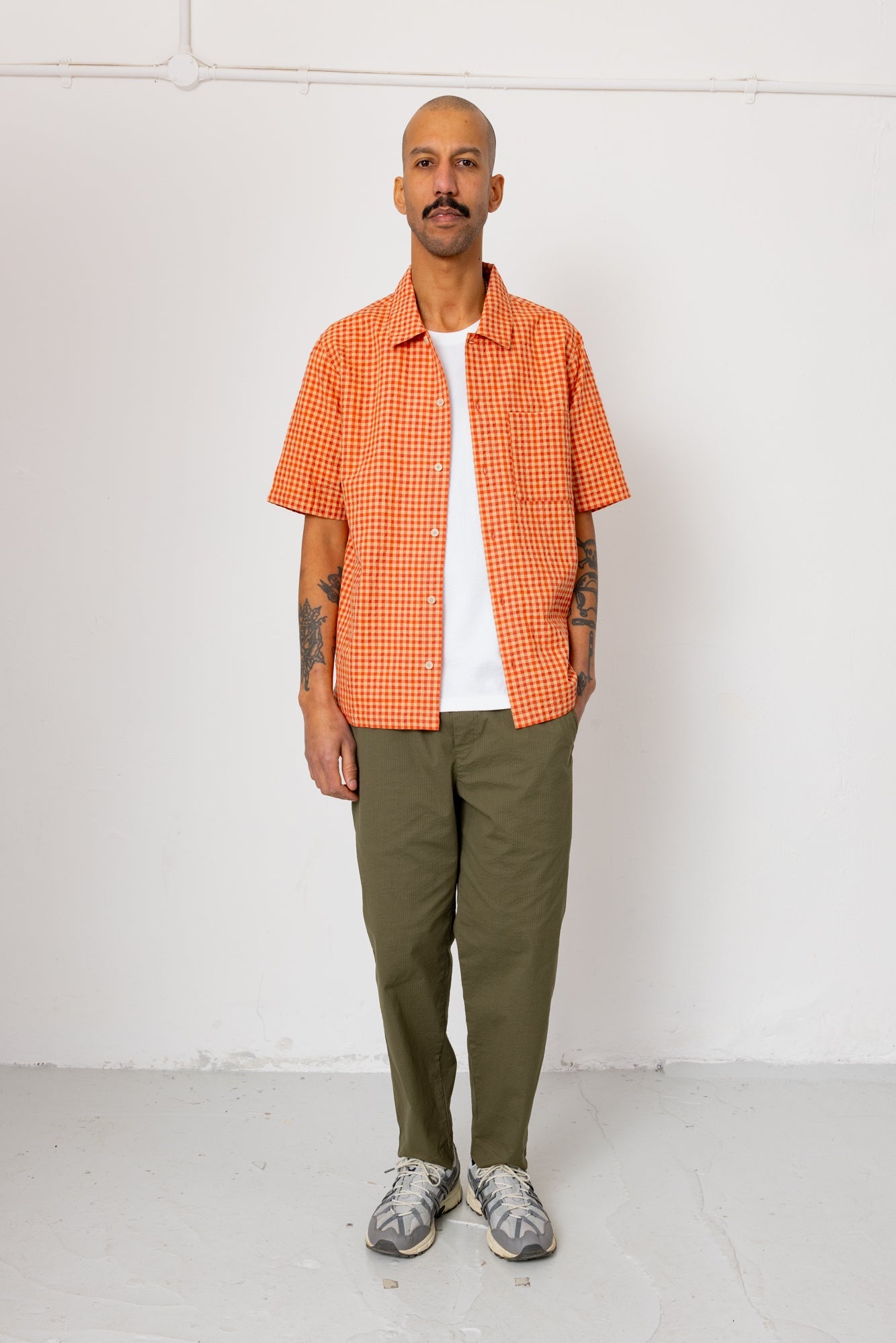 Drawcord Assembly Pant - Dark Olive Seersucker