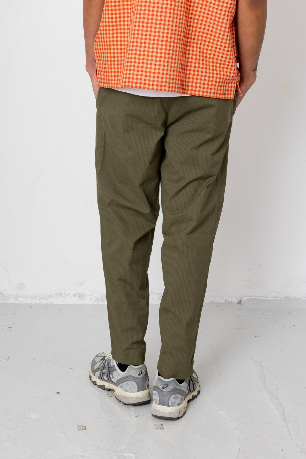 Drawcord Assembly Pant - Dark Olive Seersucker