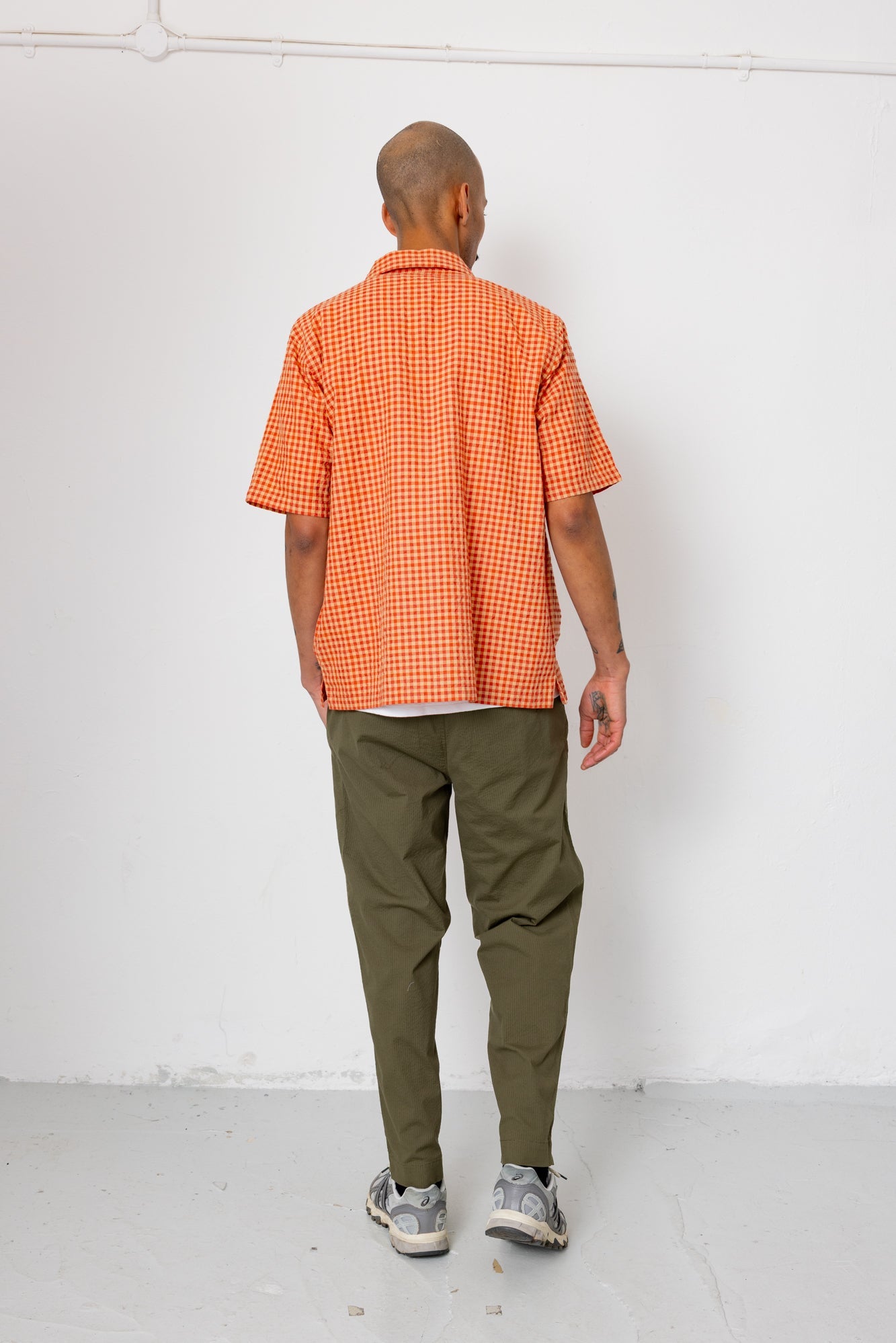 Drawcord Assembly Pant - Dark Olive Seersucker