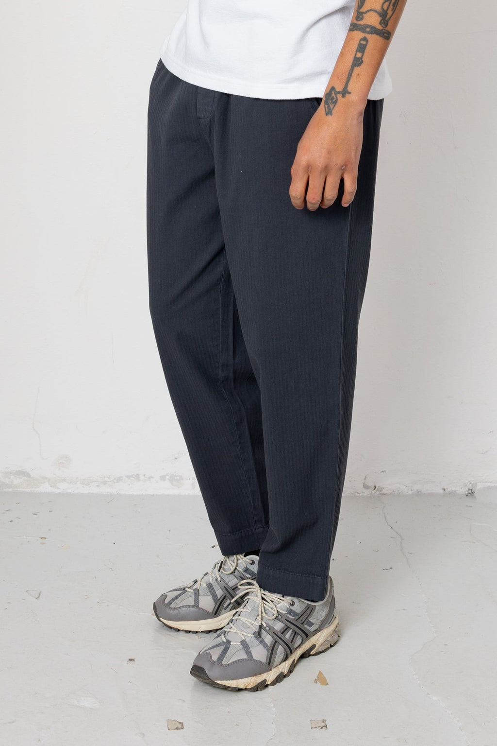 Drawcord Assembly Pant - Slate Blue Herringbone