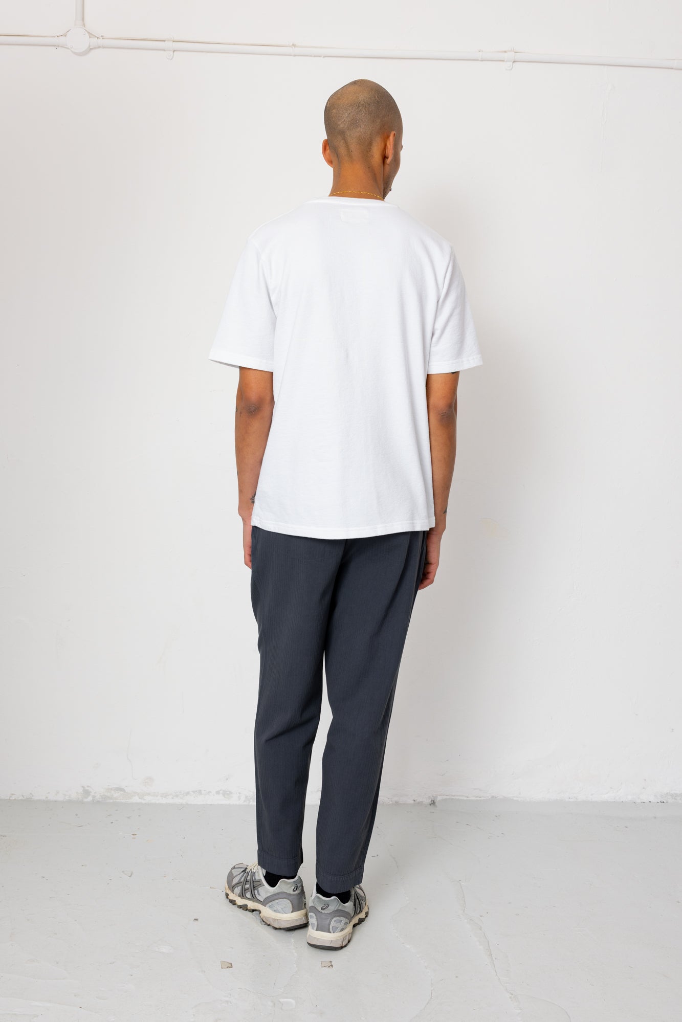 Drawcord Assembly Pant - Slate Blue Herringbone