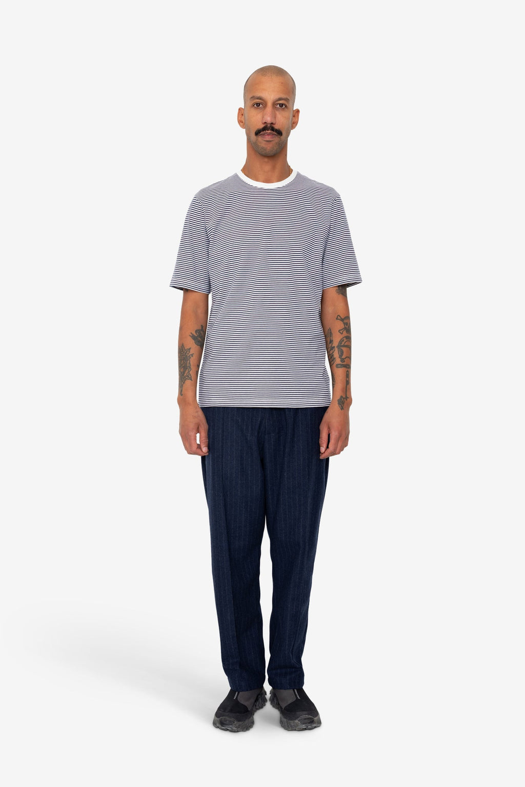 1x1 Striped T-Shirt - Bright Navy / Ecru